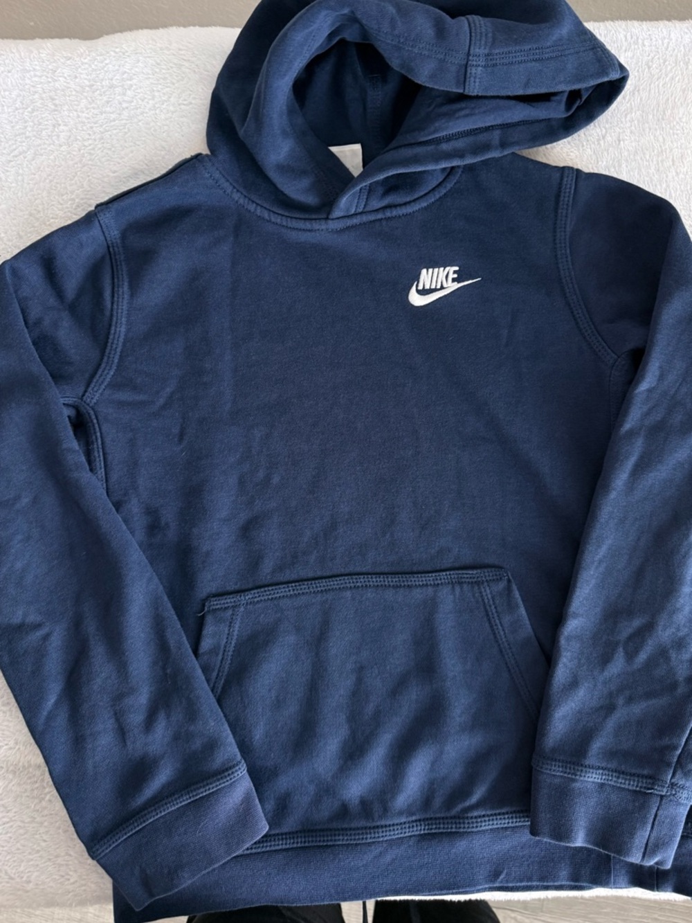 Nike Navy Blue Pullover Hoodie with White Swoosh